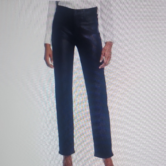 L'AGENCE Ginny High Rise Straight Leg Jeans Coated Noir Zipper Size 26 - Picture 1 of 6